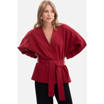 Dámské sako Sako bez límce, úpletové, otevřené B297 Barva: Vínová, Velikost: S/M