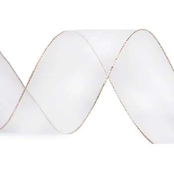 Monofilová stuha s lurexem šíře 40 mm, barva 100 bílá zlatá