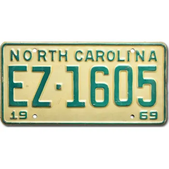Plechová cedule Americká SPZ North Carolina 1969 EZ-1605