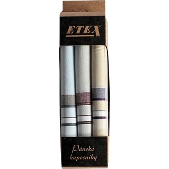 Látkový kapesník ETEX Pánské látkové kapesníky v malé krabičce M2 - 3 kusy