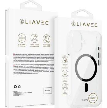 Pouzdro na mobilní telefon Zadní kryt Liavec Glossy Magsafe Clear pro iPhone 16 black