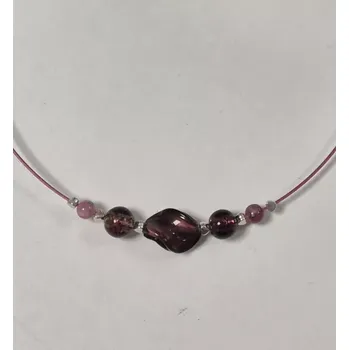 Náhrdelník Náhrdelník na lanku s vinutkami - tmavě fialová