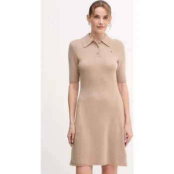 Dámské šaty Vlněné šaty Tommy Hilfiger WW0WW46436 béžová 80X, vel. XL