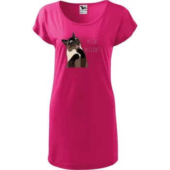 DOBRÝ TRIKO Dámské tričko/šaty Naštvaná kočka Velikost: XL, Barva: Purpurová