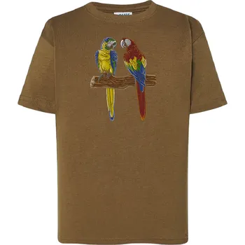 Dětská móda detske-levne-bavlnene-tricko-potisk-laska-papousci Barva: Khaki, Dětská bavlněná trička JHK: S