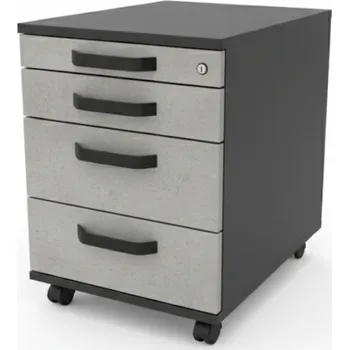 Zásuvkový kontejner PRACUJ ZDRAVĚ Kancelářský zásuvkový kontejner černý korpus - čílka Chigago Beton