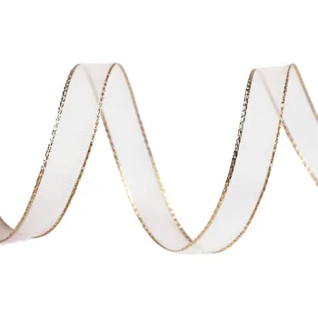 Monofilová stuha s lurexem šíře 10 mm, barva 100 bílá zlatá