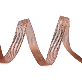 Brokátová stuha s lurexem šíře 10 mm, barva 5007 měděná střední