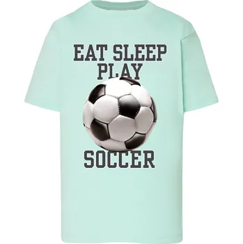 Chlapecké tričko detske-levne-bavlnene-tricko-potisk-hraj-fotbal Barva: Mint green - mátově zelená, Dětská bavlněná trička JHK: L