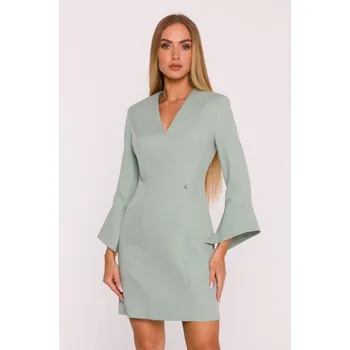 Dámské šaty Šaty se širokými manžetami M876 Barva: Mátová, Velikost: XL