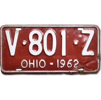 Plechová cedule Americká SPZ Ohio 1962 Red V-801-Z