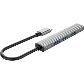 Datový kabel Rozbočovač / hub ORICO pro Apple MacBook - USB-C na 4x USB-A - mini provedení - šedý