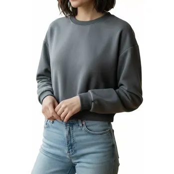 Dámská mikina Dámská krátká crop mikina- tm. šedá