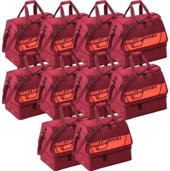 Sportovní taška Saller SQUAD50 10 x Taška s dvojitým dnem BARVA: 176 tmavě červená-černá-neon oranžová Praktické řešení pro vaše sportovní potřeby
