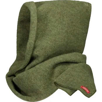 Šála Ruskovilla Merino šála s kapucí, fleece / zelená moss