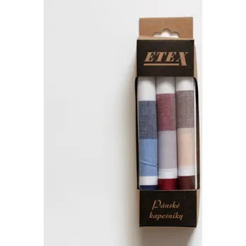 Látkový kapesník ETEX Pánské látkové kapesníky v malé krabičce M8 - 3 kusy