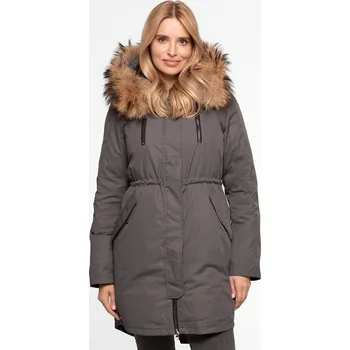 Dámská bunda Šedá dámská zimní péřová parka BLH 211046 FX - Grey Velikost: 2XL