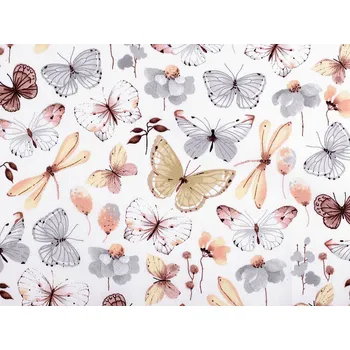 Bavlněná látka / plátno motýli Varianta: 1 (197) béžová světlá, Balení: 1 m