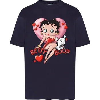 detske-levne-bavlnene-tricko-potisk-Betty-Boop-srdce Barva: Navy - tmavě modrá, Dětská bavlněná trička JHK: XL