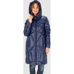 Tmavě modrá dámská péřová prošívaná bunda s kapucí BLH 236060 FX - dark blue Velikost: L