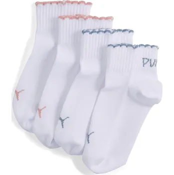 Pánské ponožky Ponožky PUMA GIRLS SCALLOP EDGE QUAR 94723501 WHITE/PINK 31/34