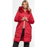 Červený dámský dlouhý zimní prošívaný kabát BLH 818025 FF - Red Velikost: 2XL