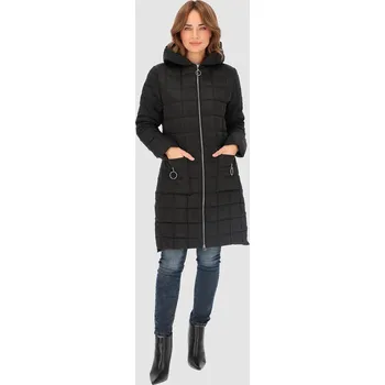 Černá dámská zateplená prošívaná bunda s kapucí BLH 230015 F - black Velikost: 3XL