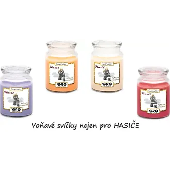 Svíčka Svíčka hasič - Hořím pro svou práci - Vůně : Tropické ovoce