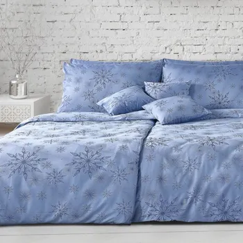 Povlečení Luxusní damaškové povlečení Skleněné vločky modrá: 140x200cm, 70x90cm