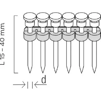 Hřebík KMR-BEA Ocelový hřebík do betonu typ CN včetně plynové náplně - balení plast buket pro CN40-G643E KMR (KMR3840), (12100701) Varianta: CN 2,6x25 GAS / BUC