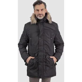 Pánská parka Černá pánská zimní parka s kapucí PKH 91C0008 H - Black Velikost: L