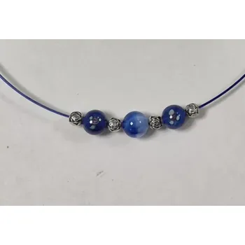 Náhrdelník Náhrdelník na lanku s vinutkami - modrá tmavá