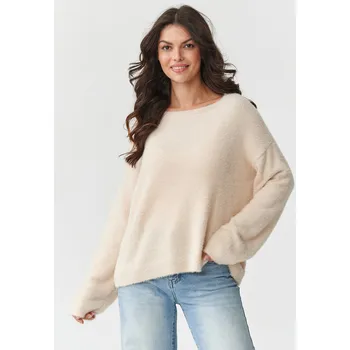 Volný svetr s nadýchanou texturou S171 Barva: Béžová, Velikost: ONE SIZE