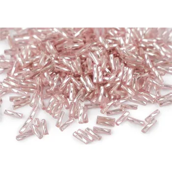 Dětské navlékací korálky Rokajl kroucené tyčky 6 mm, barva M pudrová