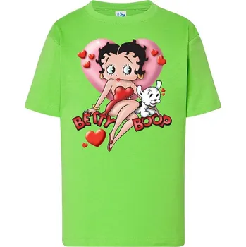 Dívčí tričko detske-levne-bavlnene-tricko-potisk-Betty-Boop-srdce Barva: Lime - limetková, Dětská bavlněná trička JHK: XL