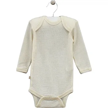 Kojenecký body Merino body dětské s dlouhým rukávem, ecru LORITA Velikost: 80