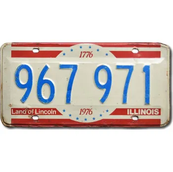 Plechová cedule Americká SPZ Illinois 1976 Land of Lincoln 967 971