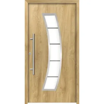 Vchodové dveře Hliníkovo-ocelové vchodové dveře bezpečnostní Hermes RC2 110 x 210 cm L dub přírodní