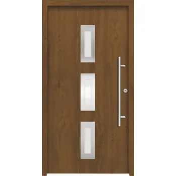 Vchodové dveře Hliníkovo-ocelové vchodové dveře bezpečnostní Artemis RC2 110 x 210 cm P zlatý dub