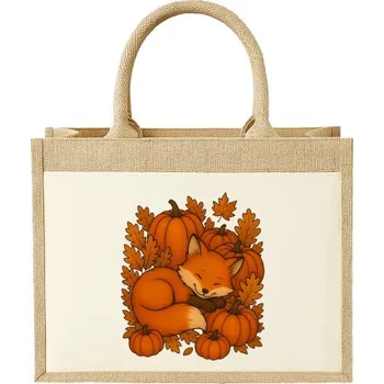 Žertovný předmět Den dýní - podzim - liška - Jutová taška s potiskem- Tričkový.cz