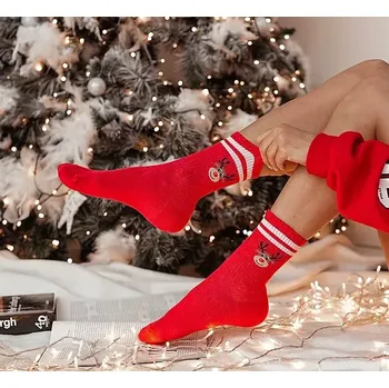 Dámské ponožky Dámské ponožky Vánoční Sob M - 37-41 / červená