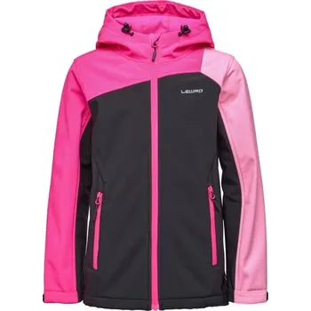 Dívčí bunda Dívčí softshellová bunda Lewro LYNGBY 116/122 Růžová, Černá, Stříbrná
