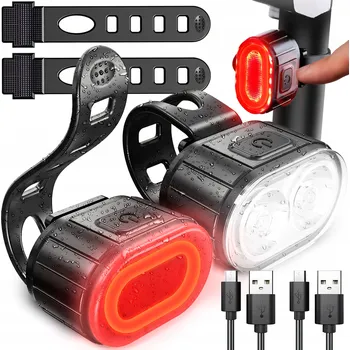 Cyklosvítilna SVĚTLO NA KOLO PŘEDNÍ ZADNÍ LED SILNÉ NABÍJECÍ SADA
