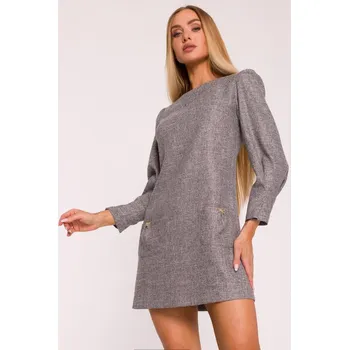 Dámské šaty Tweedové mini šaty M870 Barva: Grafitová, Velikost: 2XL