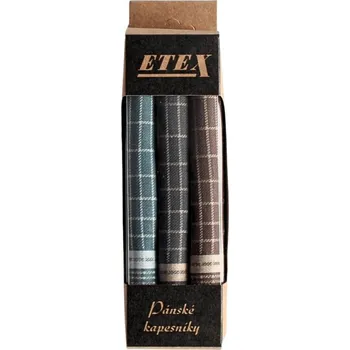 Látkový kapesník ETEX Pánské látkové kapesníky v malé krabičce M3 - 3 kusy