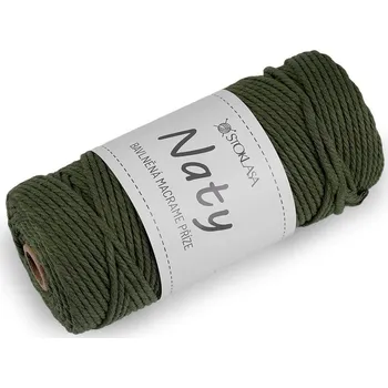 Příze Bavlněná pletací příze macrame Naty Ø3 mm rozčesávací - 14 zelená