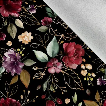 Zbytek - Softshell zimní - zlaté květy černá