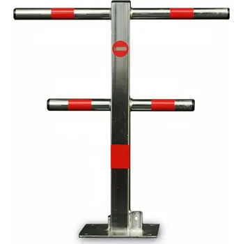 Plotový sloupek Stříbrná ocelová skládací parkovací zábrana - šířka 55 cm, výška 60 cm