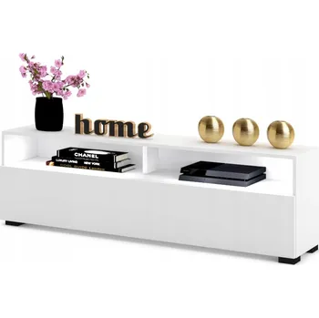 Televizní stolek Stojící TV stolek / Komoda do obýváku PLAY OPEN Bílý Mat 160 + LED