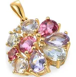 Zlatý briliantový přívěsek s drahokamy IZBR951P + dárkové balení LUXUS zdarma